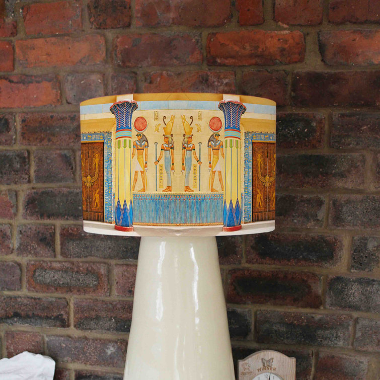 Bloomsbury Market Ancient Egyptian 25Cm H Cotton Drum Lamp Shade ( Uno ) in Yellow/Blue